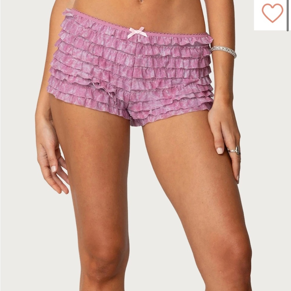 Edikted Pink Ruffle Lounge Shorts